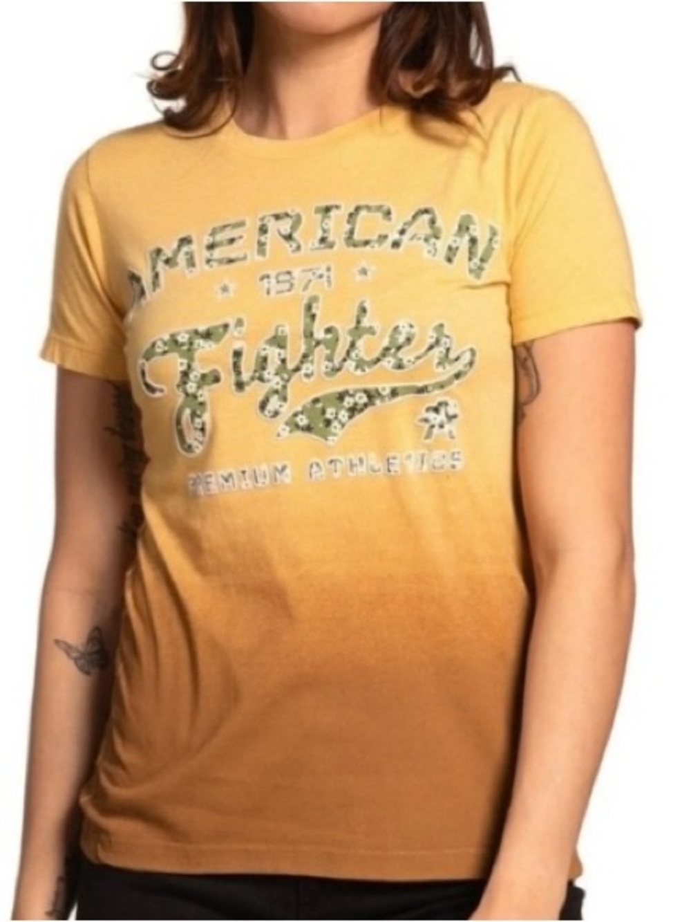American Fighter Dailey Gold/Brown Floral Graphic Short Sleeve Tee In XS